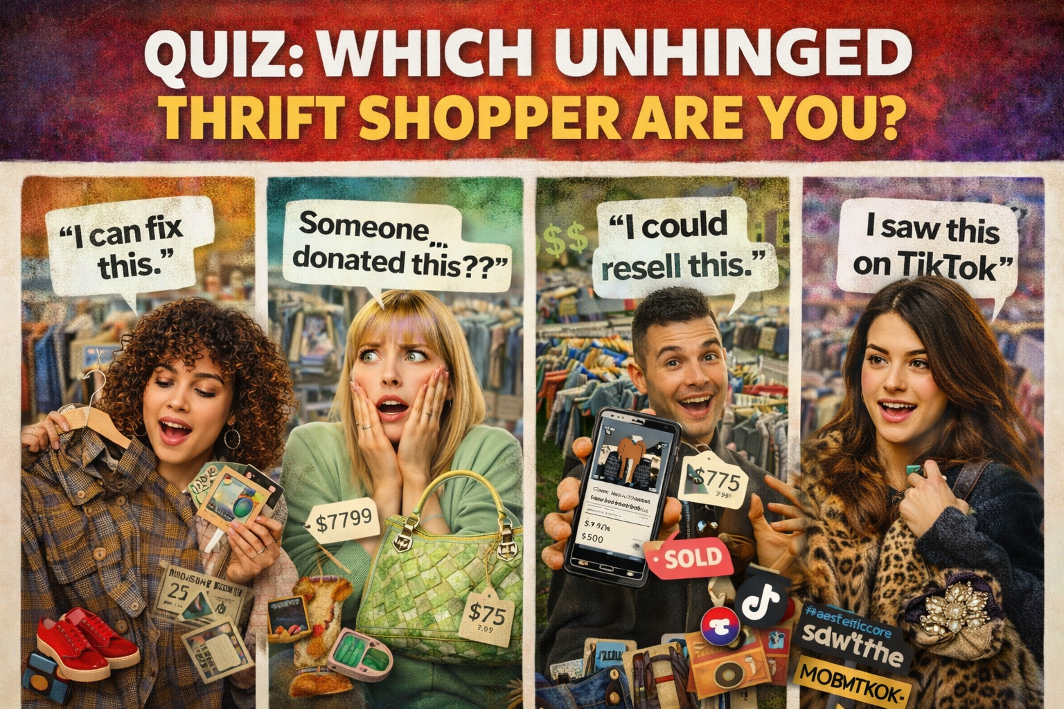 Take this quiz to find out which chaotic thrift shopper energy you radiate.